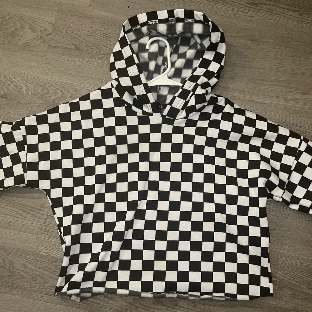 Rue 21 Checkered Cropped Hoodie